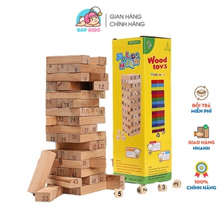 Đồ chơi rút gỗ BAPKIDS Rút gỗ 48 thanh bộ số và bộ nhiều màu sắc
