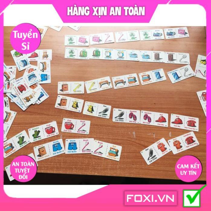 FlashCard-Thẻ Domino Mầm Non Foxi Song Ngữ Anh Việt-Phát huy sự thông minh nhanh nhẹn tư duy logic-Đọc và phát âm nhanh