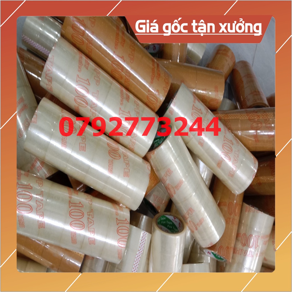 Combo 6 cuộn băng keo  trong đục 100 yard, lõi 5li