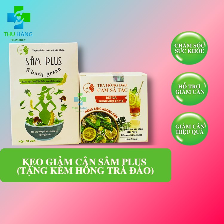 Kẹo giảm cân Sâm Plus S'Body Green + tặng kèm trà hồng đào