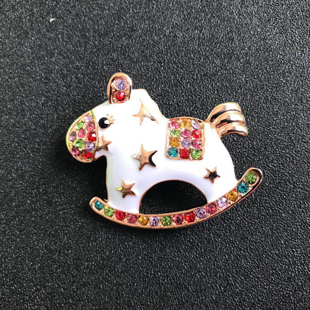 Trâm cài áo hình chú ngựa đính đá lấp lánh thời trang dành cho nữ