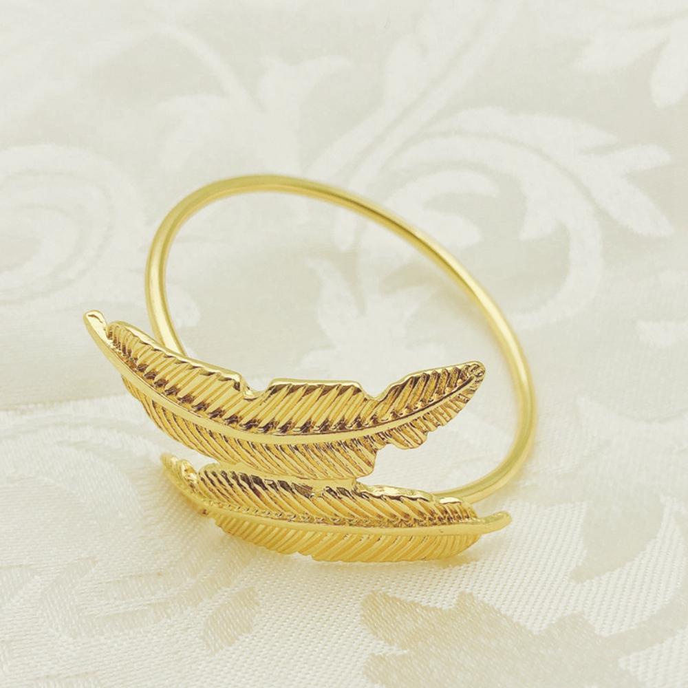 Set 5 Vòng Kẹp Khăn Ăn Mạ Niken Hình Chiếc Lá Sáng Tạo Trang Trí Nhà Hàng / Tiệc Cưới / Khách Sạn