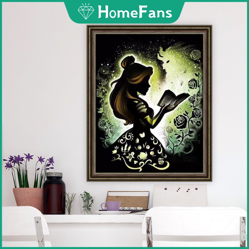 DISNEY Bộ Tranh Đính Đá 5D Tự Làm Họa Tiết Công Chúa Elsa 40x50cm Trang Trí Tường Nhà