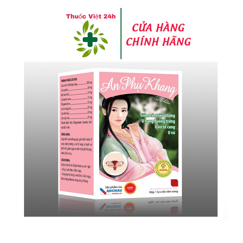 An Phụ Khang An Châu giúp giảm kích thước u nang, u xơ, u vú - Hộp 60 viên – Thuoc Viet 24h