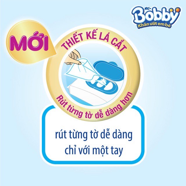 Bộ 4 gói Khăn ướt Bobby không mùi 100 tờ/gói (Xanh)