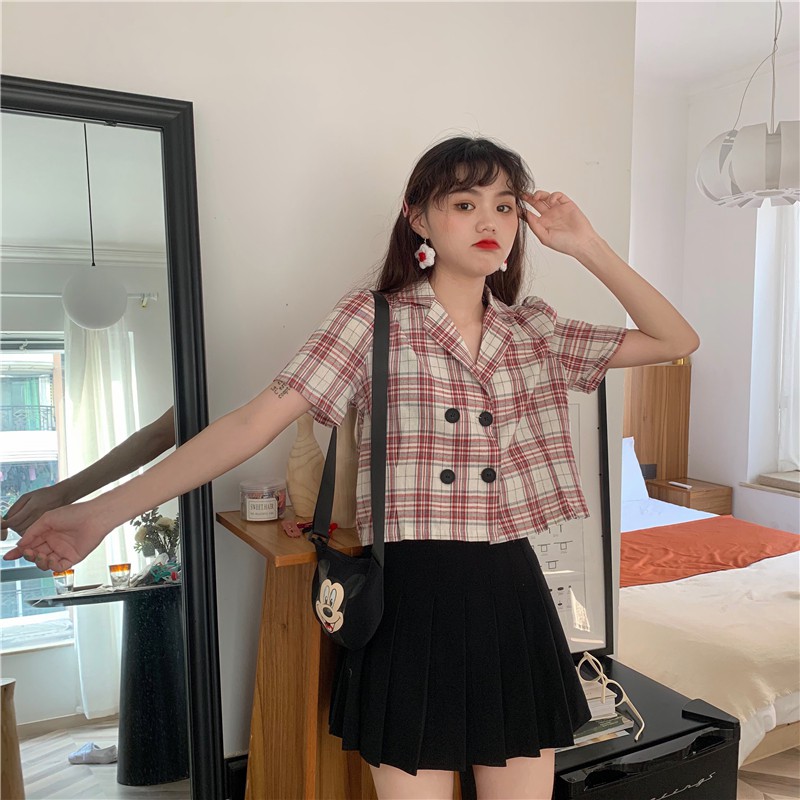 [SẴN] Áo kiểu croptop sơ mi nữ Ulzzang Quảng Châu ASC33 | BigBuy360 - bigbuy360.vn