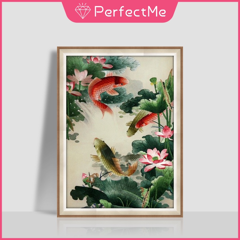 Bộ tranh đính đá 5D tự làm hình hồ sen 30x40cm