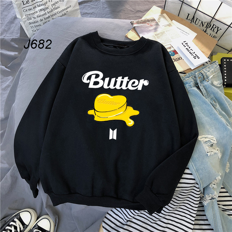 "Bòi Bơ Bts"🧈 Áo Hoodie Thời Trang Đường Phố Cá Tính Cho Nữ