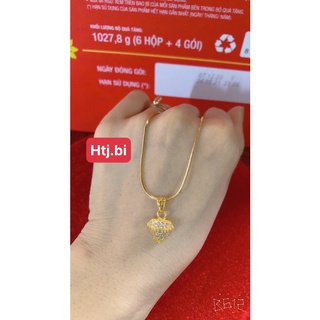 dây chuyền nữ mạ vàng kiểu dây lụa kèm mặt kim c ương đính đá htj