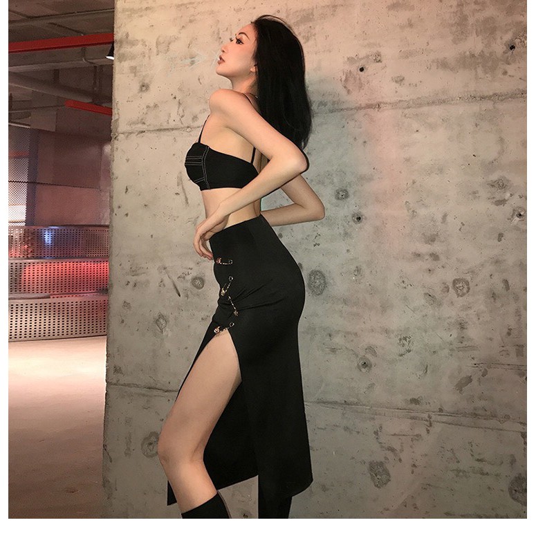 (SẴN M) Chân Váy Body Cạp Cao Xẻ Hông Sexy