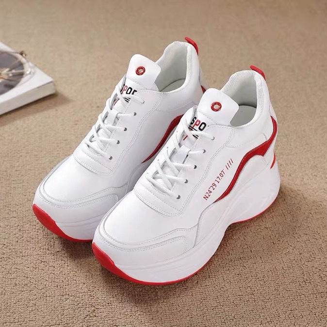 Giày Thể Thao Trắng Đế Dày Tăng Chiều Cao Dễ Phối Đồ Thời Trang Cho Nữ