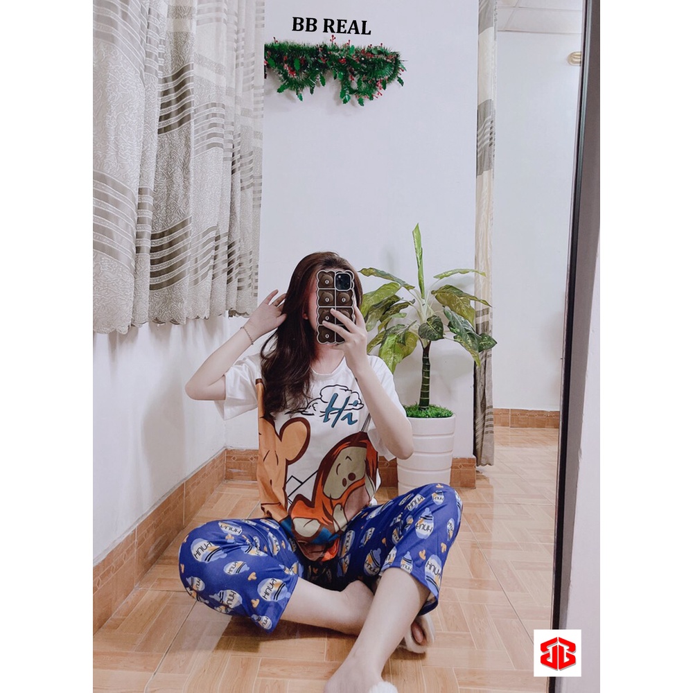 Đồ Bộ Mặc ở Nhà Bộ Đồ Ngủ Nữ Quần Dài Pijama Thun Lạnh Đẹp [CODE 1-17] Freesize Từ 45-60Kg - BB REAL