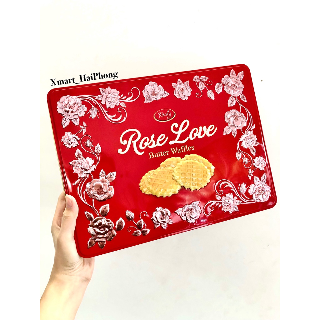 Bánh quy bơ trứng nướng Rose Love Richy hộp thiếc 510g