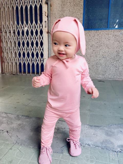 Bộ tay dài thun lạnh mềm mịn mát ( kèm nón tai thỏ) cho bé trai, bé gái từ 5kg-15kg [HÀNG CHUẨN]
