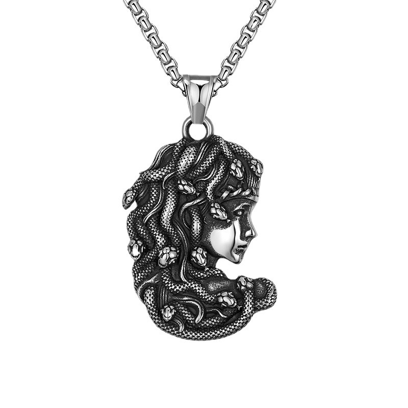 Vòng cổ Hình Rắn Medusa Bằng Thép Không Gỉ Thời Trang Cổ Điển