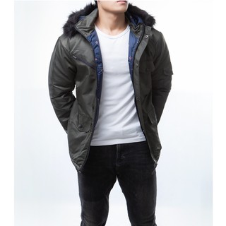 Áo khoác phao Parka nam mũ lông