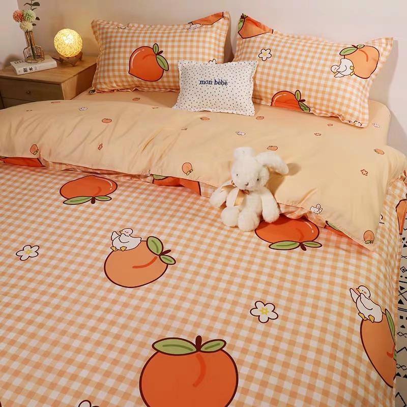 Bộ chăn ga gối cotton poly kẻ Minh Nhật - chăn mền, drap giường, vỏ gối - ga giường đủ size