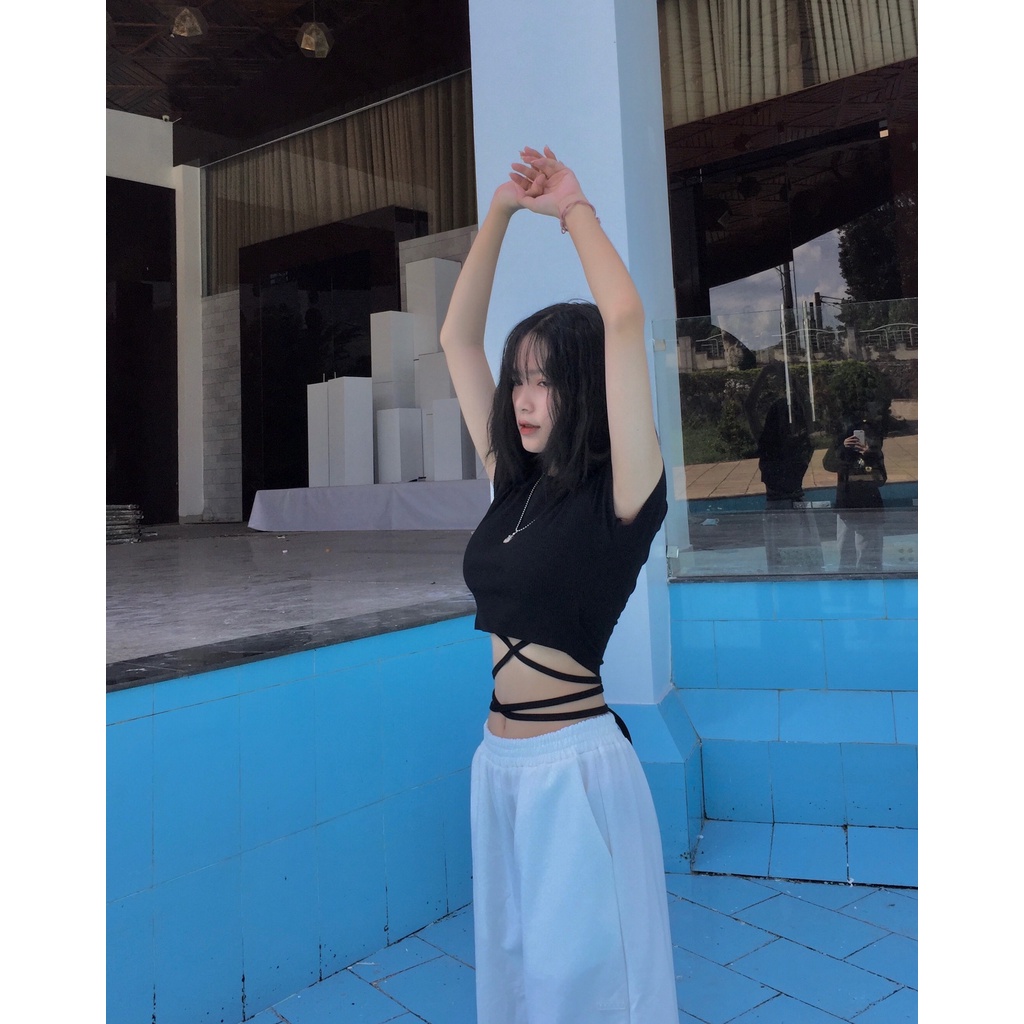 [ ẢNH THẬT ĐỘC QUYỀN REPLEI1986] Áo croptop đan dây eo