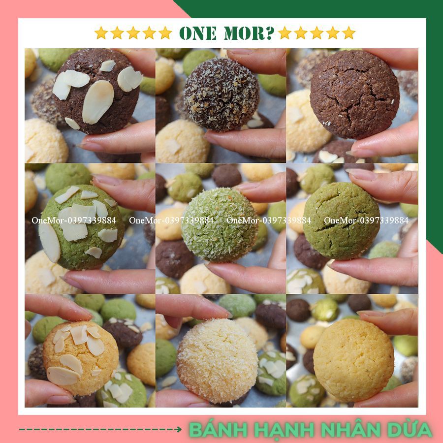 Bánh ăn kiêng giảm cân, Bánh Cookies Hạnh Nhân Dừa nguyên cám 100% thơm ngon | OneMor