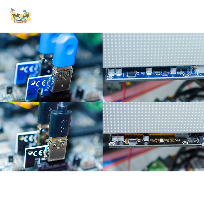 Card Chuyển Đổi Pci-E Pci Express Riser Card 1x Sang 16x Usb 3.0 Sata Sang 4pin Ide Molex 6 Pin Cho Bitcoinng