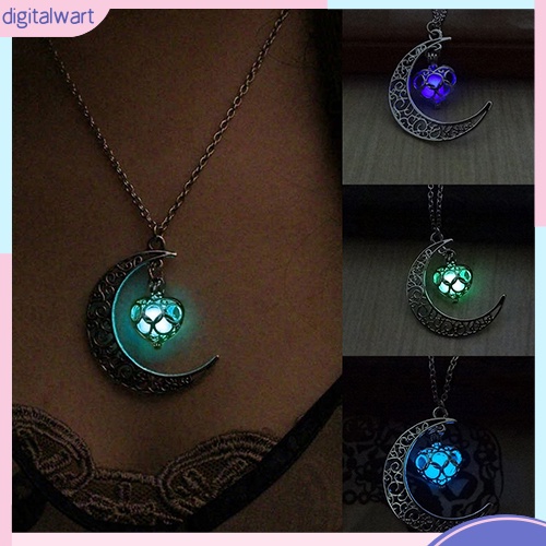 Dây Chuyền Mặt Trăng Đính Đá Phát Sáng Thời Trang