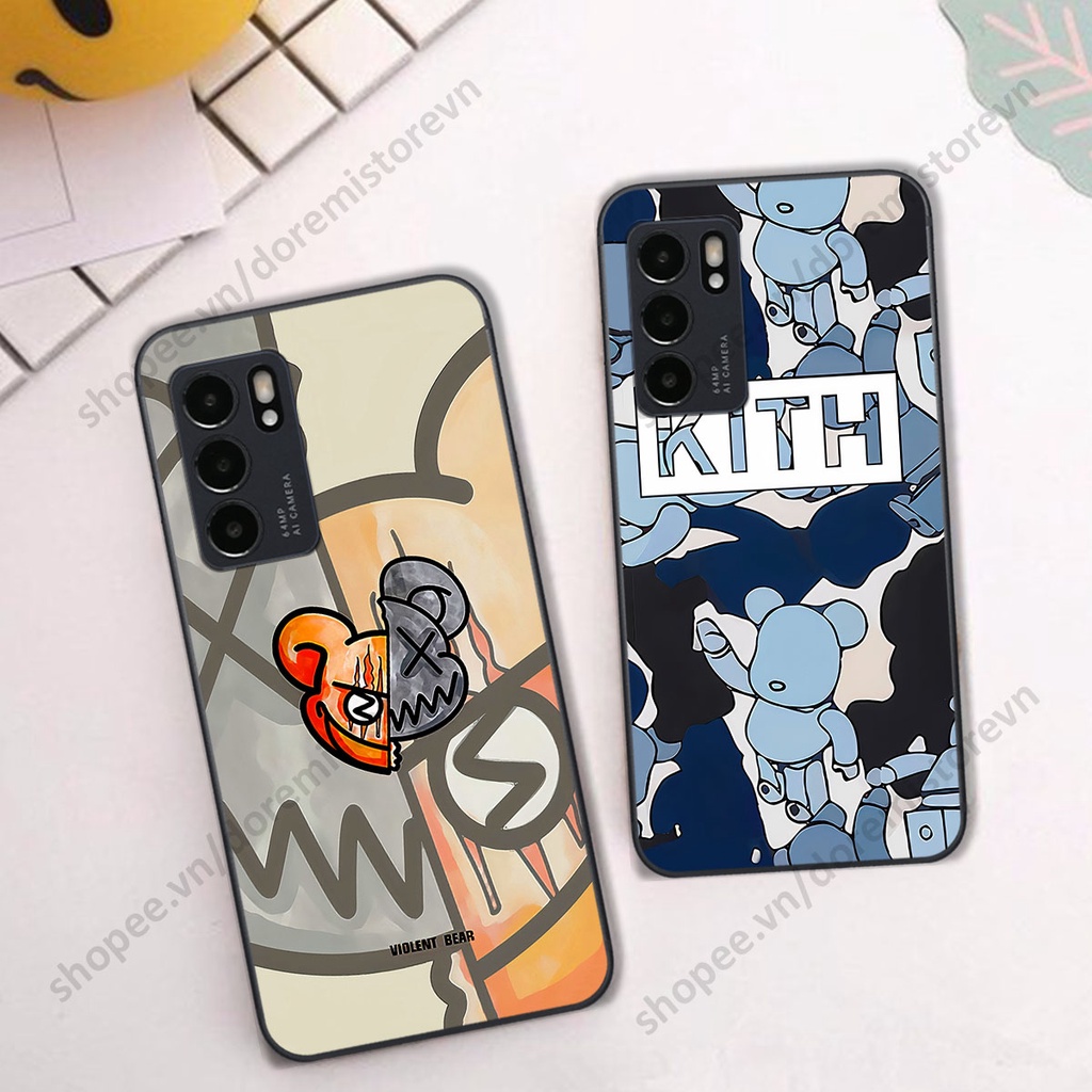 Ốp lưng Oppo Reno6 / Reno6 Z 5G / Reno 6 hình kaws, kith, bear brick nổi 3D phong cách độc đáo