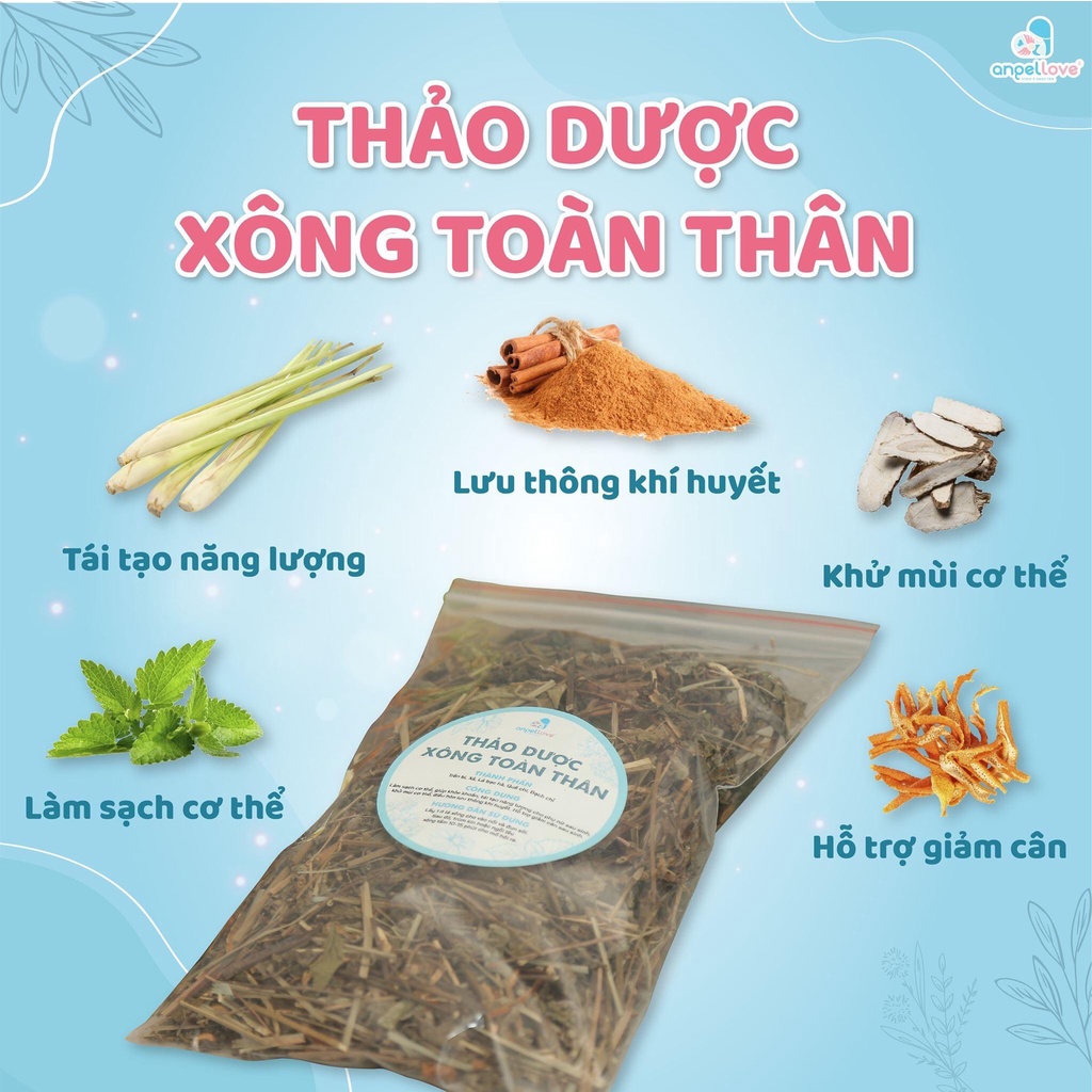 Thảo Dược Thiên Nhiên Xông Toàn Thân Cho Mẹ Sau Sinh Với Trần Bì, Sả, Lá Bạc Hà, Quế Chi