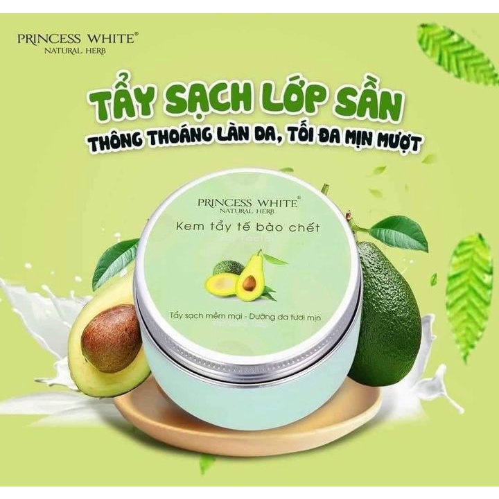Kem tẩy tế bào chết da mặt tinh chất bơ tự nhiên chính hãng Princess White date mới nhất