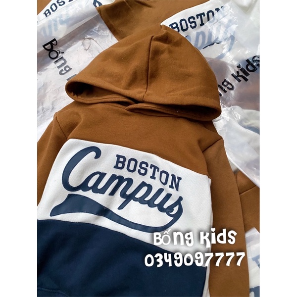 Áo Nỉ Hoodie Bé Trai Campus Phối Màu Nâu HaM