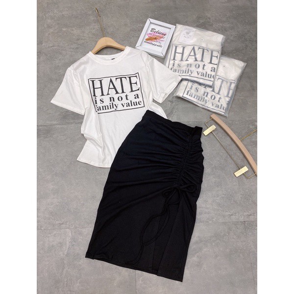 Áo Thun Nữ Chữ Hate is not Family Freesize từ 40-55kg