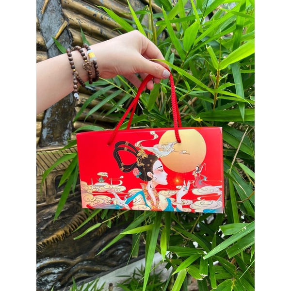 Hộp đựng 2 bánh trung thu hạc, hộp đựng bánh trung thu