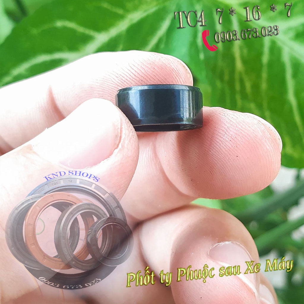 Phốt dầu ty phuộc sau xe máy, xe đạp điện,...Phốt cao su chặn nhớt loại vòng đệm 1 lò xo TC 7*16*7 | KND Shops