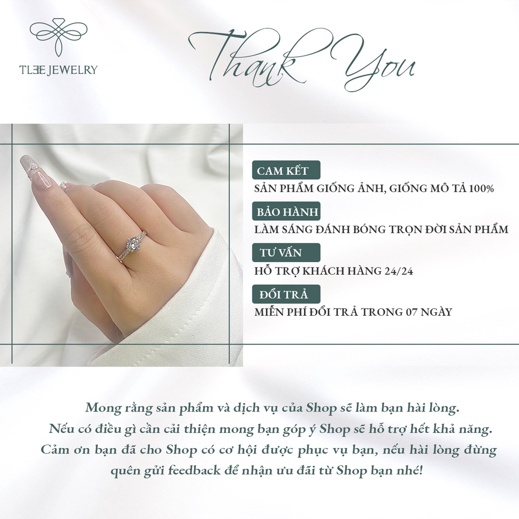 Nhẫn bạc nữ TLEE trụ đá sáu chấu nạm đá cao cấp NCJ A0121