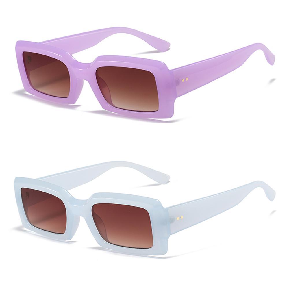 Kính Mát Hình Chữ Nhật Nhỏ Chống Tia UV400 Màu Sắc Retro Dành Cho Nam