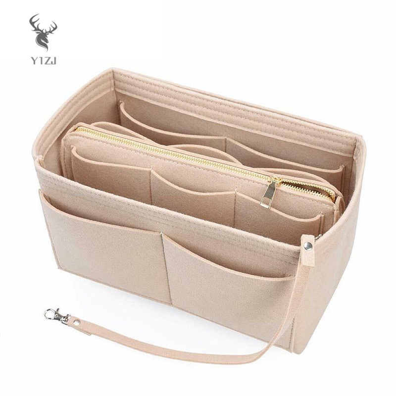 COD& Felt Purse Insert Organizer Portable Cosmetic Bag Fit for Handbag Tote Various Bag &VN