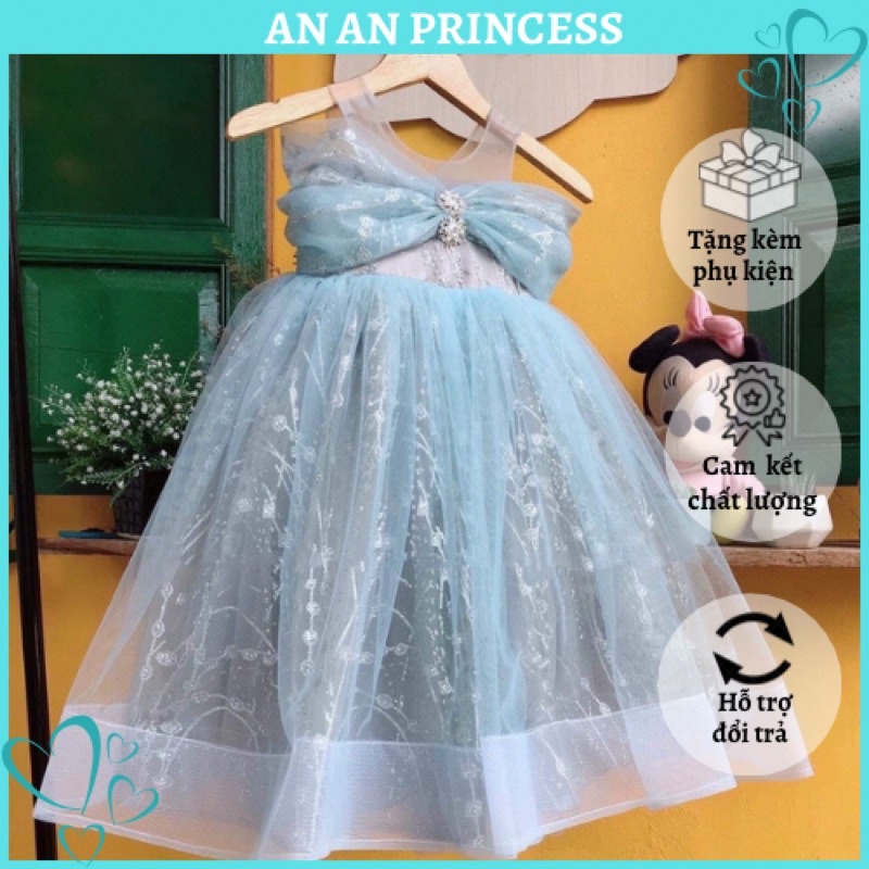 Đầm cô dâu thiết kế dáng dài siêu xinh cho bé gái AN AN PRINCESS