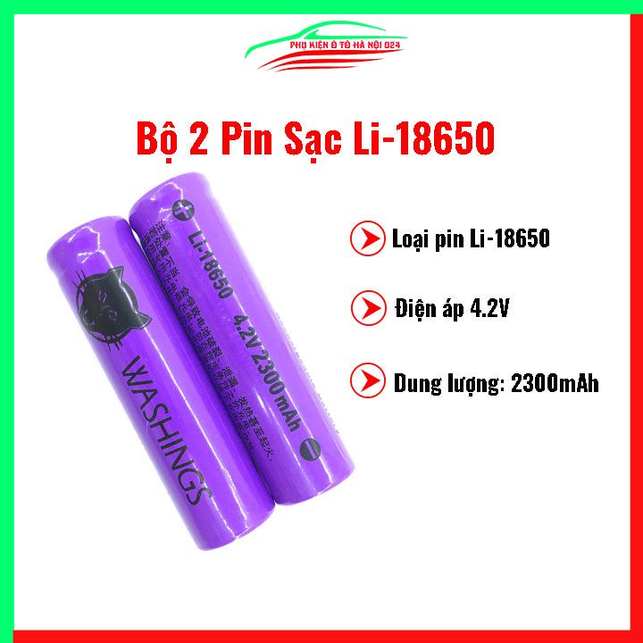Bộ 2 pin sạc lion 18650 4.2V 2300 mAh