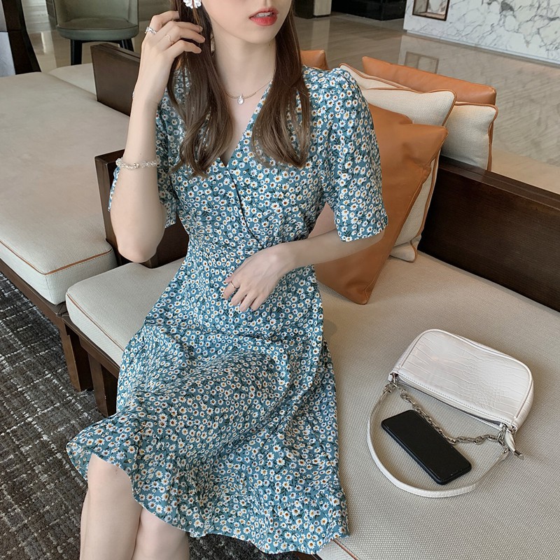 Đầm In Hoa Tay Ngắn Thiết Kế Thời Trang Dành Cho Nữ | BigBuy360 - bigbuy360.vn