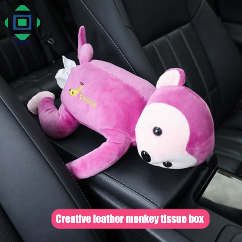 AM Creatived Pipi Monkey Car Hanging Tissue Box Hanging Car Seat Back Tray Big Face Monkey