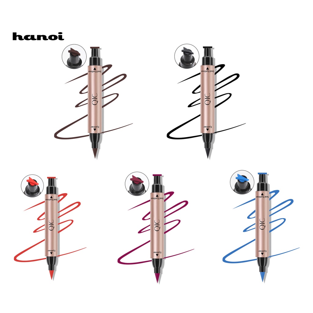 Bút Kẻ Mắt Hai Đầu Có Đầu Tem In Hình Đuôi Mắt Trang Điểm Chuyên Nghiệp