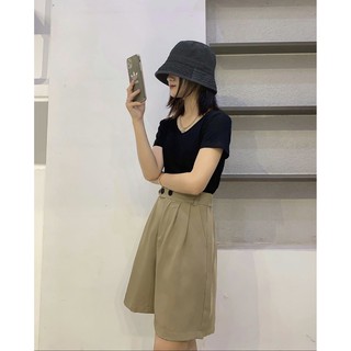 Quần short lửng xếp li chun sau