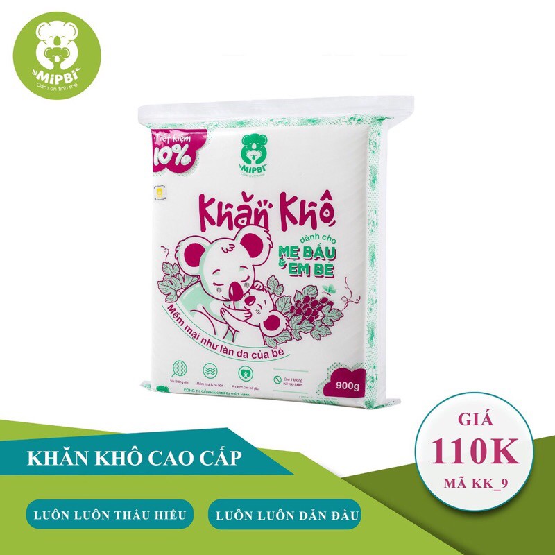  Khăn Vải Khô Đa Năng Dàng Cho Mẹ Và Bé Mipbi 600gr/900gr