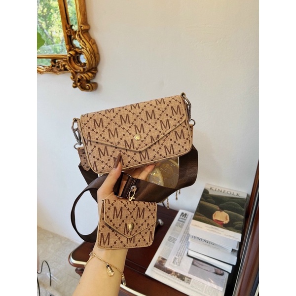Set Túi Chữ M, Túi Đeo Chéo Bì Thư Size 20cm