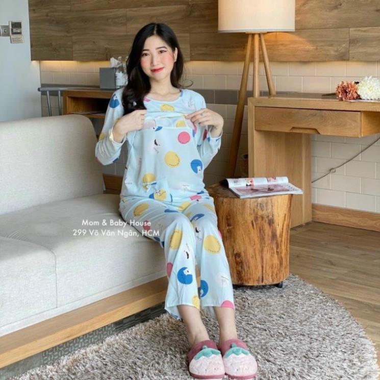 ( Big size)Bộ đồ mặc bầu và sau sinh lanh lụa lật ngực cho con bú tiện lợi