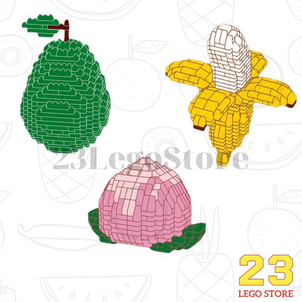 Bộ đồ chơi lắp ráp trái cây Bơ, Đào, Chuối làm quà tặng, trang trí đáng yêu