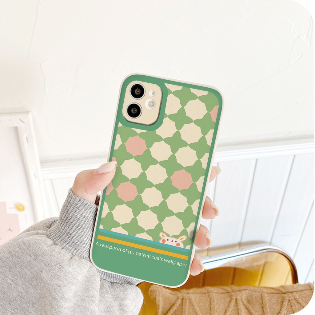 Ốp iphone caro green heart cạnh vuông ốp iphone 7plus Se 6S 6S 6 6 S 7 8 Plus Xs Max Xr X 11 Pro Max 12 13 Pro Max