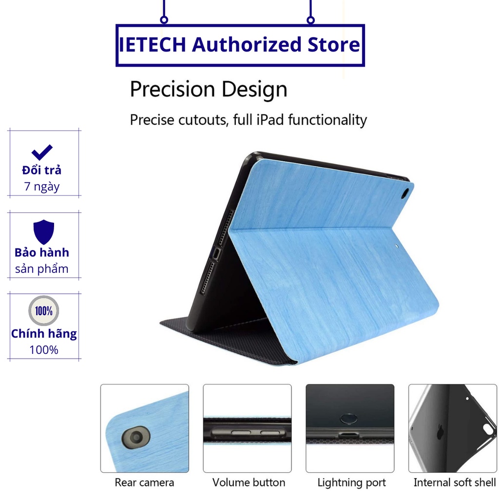 Bao Da Vân Gỗ Doanh Nhân Cao Cấp PKCB Dành Cho iPad 10.2 inch Tắt mở màn hình thông minh.