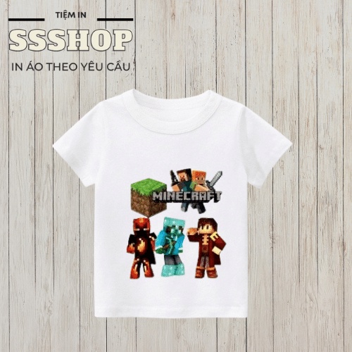 Áo thun cho bé trai in hình Game Minecraft, Chất liệu vải cotton mềm mịn thấm hút mồ hôi, Hình in sắc nét SSSHOP 01