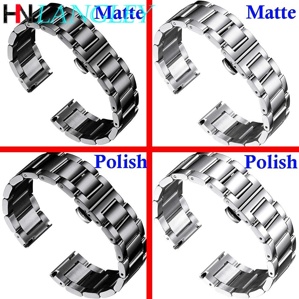 Dây Đeo Đồng Hồ Thay Thế Bằng Thép Không Gỉ 16mm 18mm 20mm 21mm 22mm 23mm 24mm 26mm