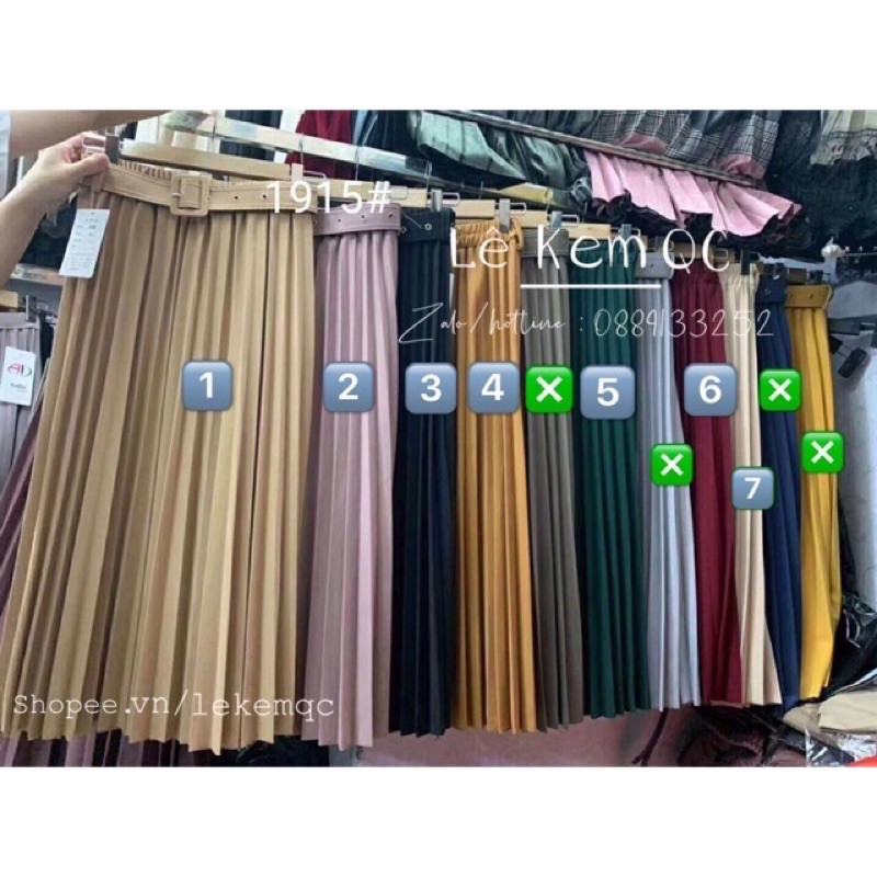 Chân váy xếp ly tuyết mưa loại 1 kèm đai [Ảnh Thật